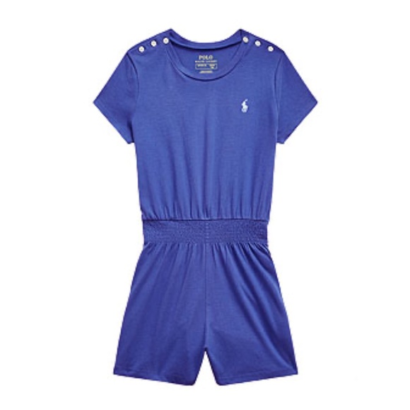 Ralph Lauren Smocked Cotton Jersey Romper